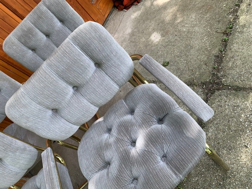 Sillas de comedor italianas vintage de latón, años 70, juego de 4
