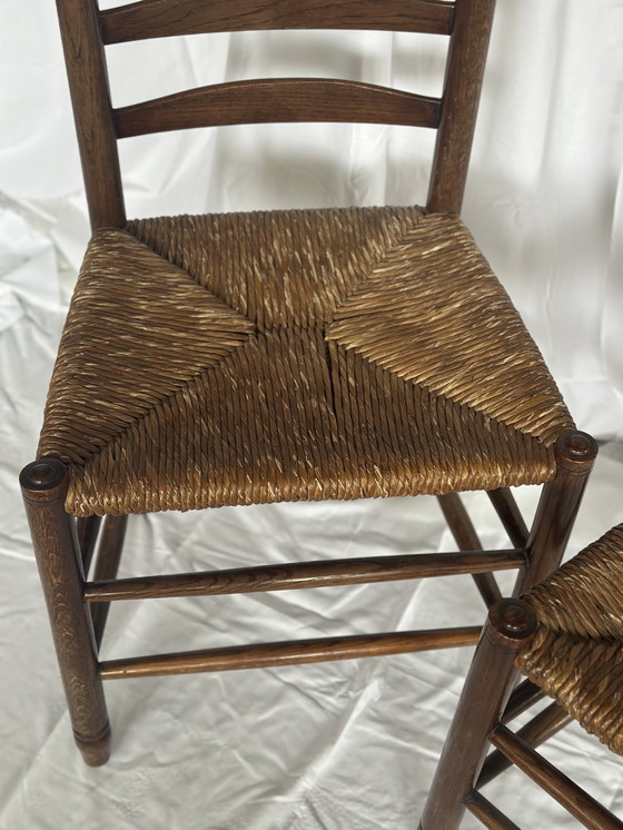 Image 1 of 2 wicker dining chairs wood vintage Japandi Wabi Sabi