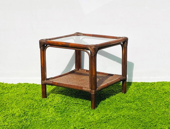 Image 1 of Table d'appoint en bambou ~ Style vintage années 70 ~ Table basse
