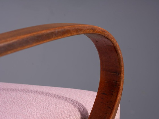 Fauteuils restaurés en bois courbé par Jaroslav Šmídek, paire, Tchécoslovaquie, nouveau revêtement rose, 61 × (photo 7 of 8)
