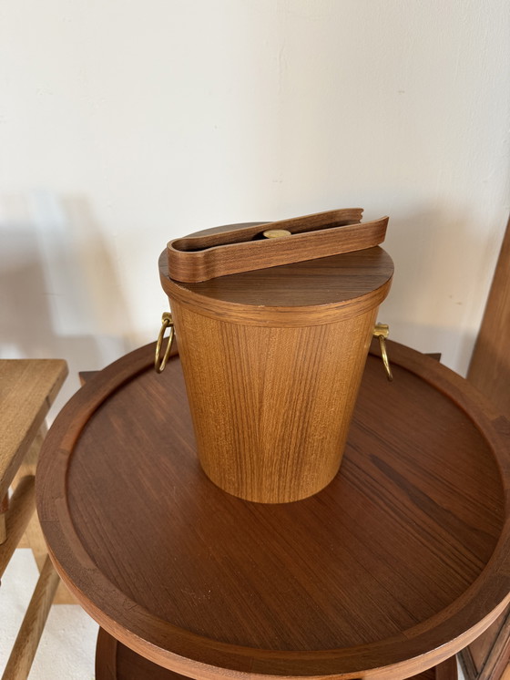 Image 1 of Vintage Deense Teakhouten Ijsemmer ‘60