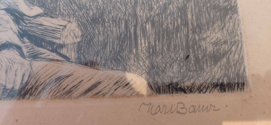 Image 1 of Dessin original de Johann Wolfgang von Goethe, signé Karl Bauer