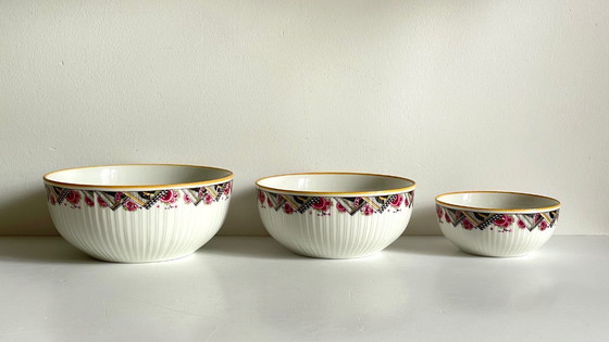 Image 1 of Insalatiere in porcellana MEHUN, decoro Art Déco