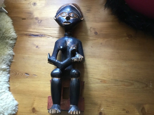 Zeer Mooi Handgesneden Houten Afrikaans Beeld, Moeder Met Kind – beeldhouwkunst, Wood