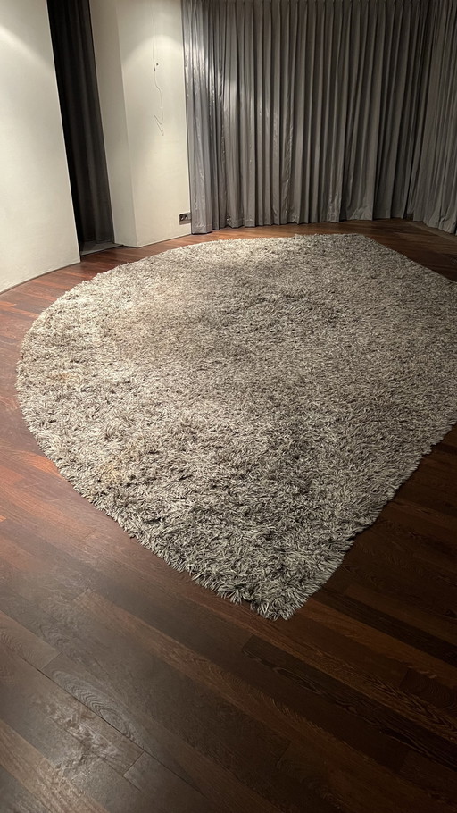 Tappeto 526x351 Kinast grigio misto lino beige bianco antracite