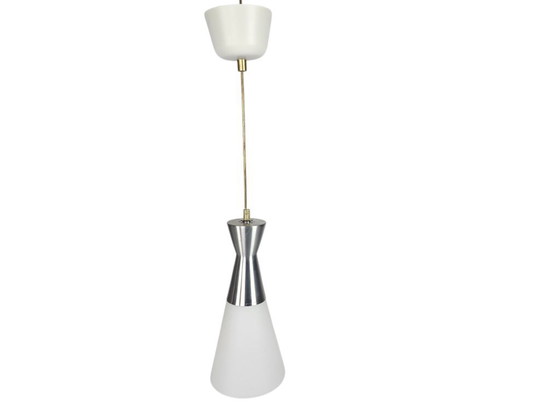 Image 1 of Hala Zeist - hanglamp - diabolo - melkglas - aluminium - 80's