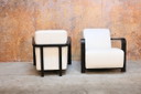 Deux fauteuils design Leolux Hemingway en cuir blanc