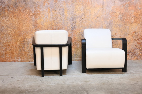 Image 1 of Zwei weiße Leolux Hemingway Designer-Sessel aus Leder