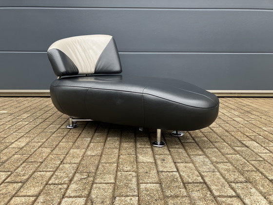 Image 1 of Leolux Kikko Chaise longue relax Senso pelle nera ZGAN!!!