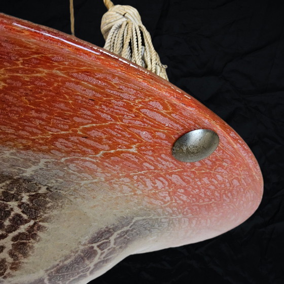 Image 1 of Antieke Oranje Duits Art Deco WMF Ikora Glazen Hanglamp 1930s / glass art deco orange hanging light 