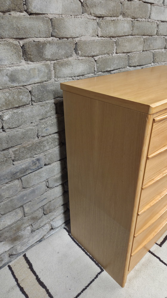 Image 1 of Vintage Scandinavische commode van massief hout met 6 lades, jaren 70.
