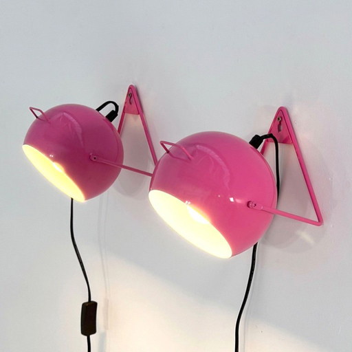 Coppia di lampade da tavolo o da parete Pink Eye, anni '70