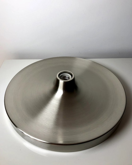 Image 1 of Applique moderniste disque style Charlotte Perriand – OVNI space age argenté - Diamètre 35cm