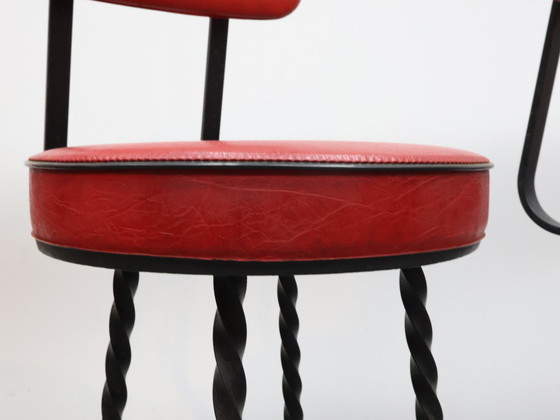 Image 1 of Set van 4 vintage barkrukken | Smeedijzer | Brutalist 