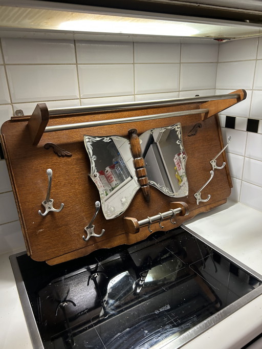 Porte-manteau vintage des années 60 + miroir.