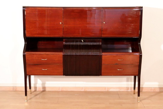 Image 1 of Credenza di metà secolo di Osvaldo Borsani, mogano, palissandro, acero, Italia, anni '50