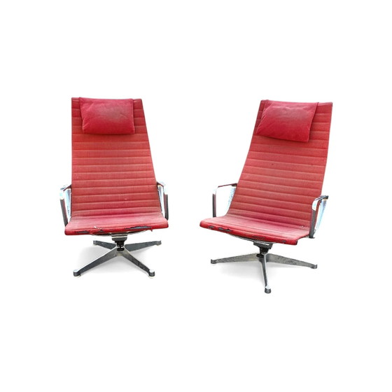 2 x Poltrona girevole in alluminio EA 124 Early Edition di Charles & Ray Eames, Herman Miller / Meccanismo (photo 4 of 19)