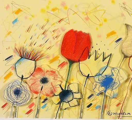 Schlote, Wilhelm - Flower greetings - 3D construction - signed by hand