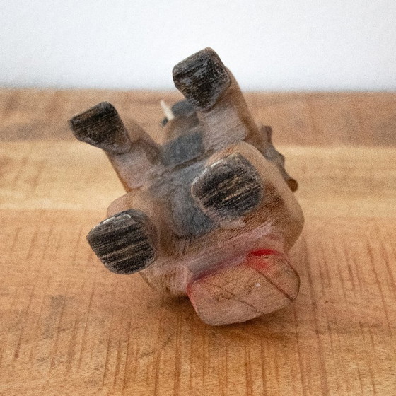 Image 1 of Vintage hand-carved circus elephant figurine: handmade animal sculpture
