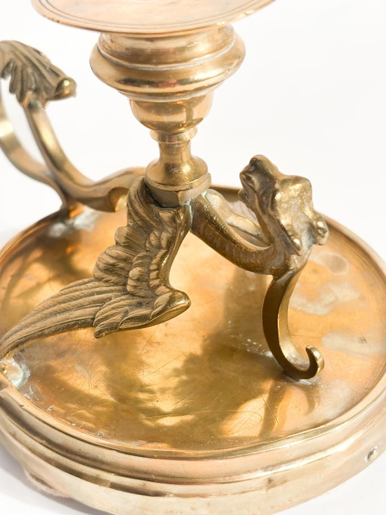 Einzelner Kerzenständer mit Drachen aus vergoldeter Bronze, spätes 19. Jahrhundert, Dekorative Objekte (Foto 6 von 9)