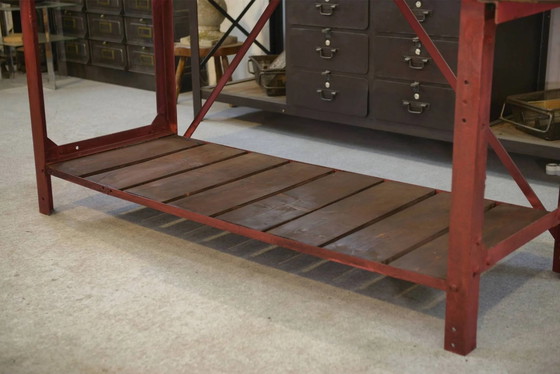 Industrielle Werkbank 1950er Jahre – Schreibtisch, Holz, Polierter Stahl, Industrieel (photo 13 of 15)