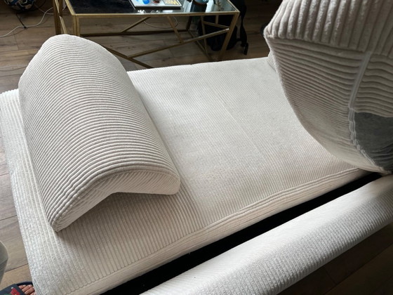 Image 1 of Straight 3-seater sofa in beige corduroy