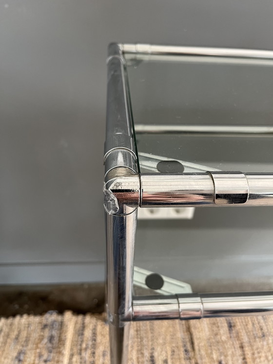 Image 1 of Quality glass / chrome side table Bauhaus style