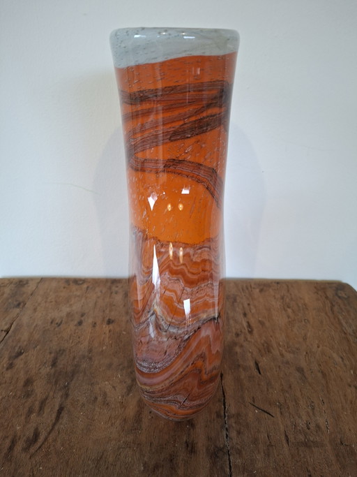 1980s modern glass vase marble effect