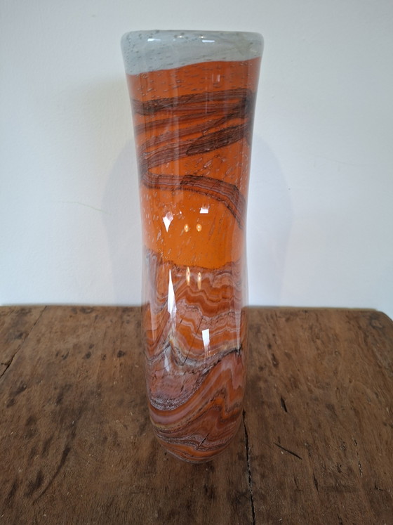 Image 1 of 1980s modern glass vase marble effect