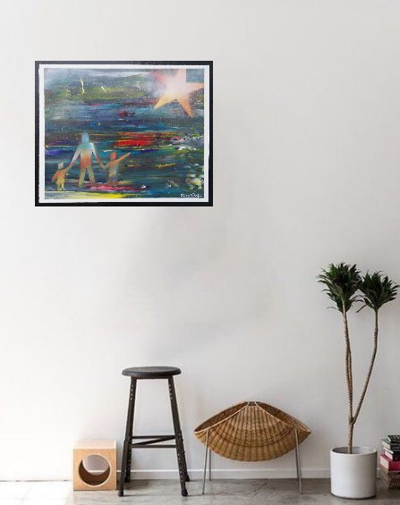 Image 1 of "Eternal Star" - Luminous and Abstract Painting in F10 Format (55x46 cms) Symbol of Love and Everlasting Memories
