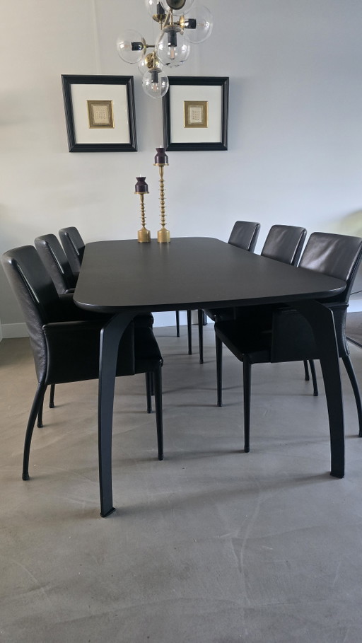 6 sedie da pranzo Jori Mikono + tavolo da pranzo Feniks – eetkamerstoelen, Leather