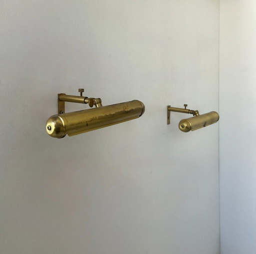 Paire d'appliques vintage orientable, laiton patiné, France, 1960