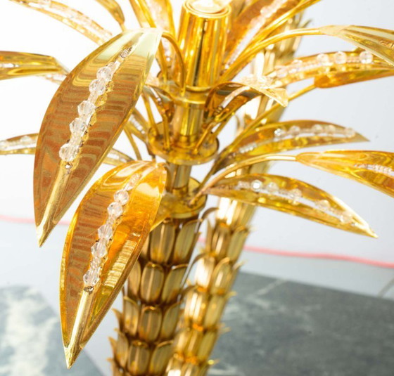 Image 1 of Italian Golden Palm Tree Floor Lamp with Three Sparkling Branches