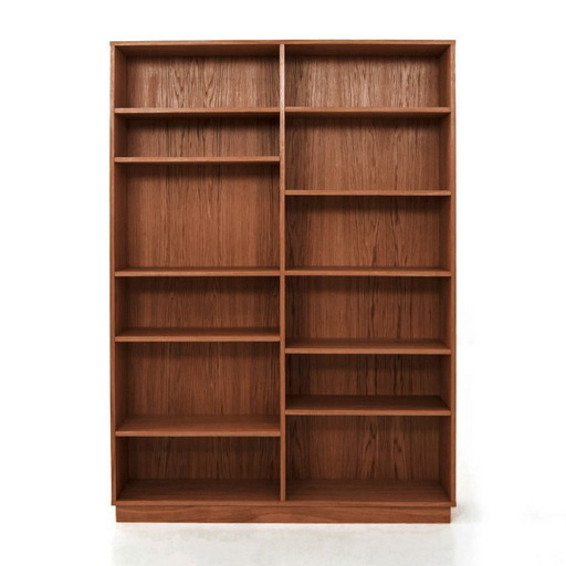 Teak stained oak high bookcase - R07