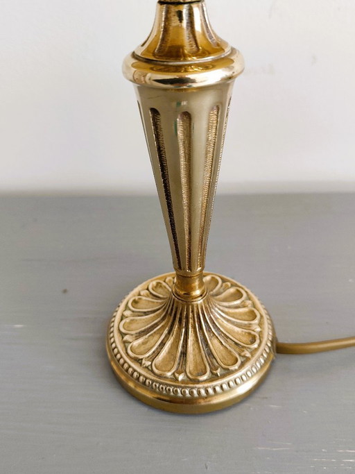 Antique Bronze Table Lamp – tafellampen, Textile (photo 2 of 11)