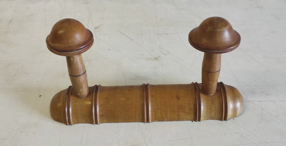 Image 1 of Solid wood wall-mounted coat rack - 1950s/60s