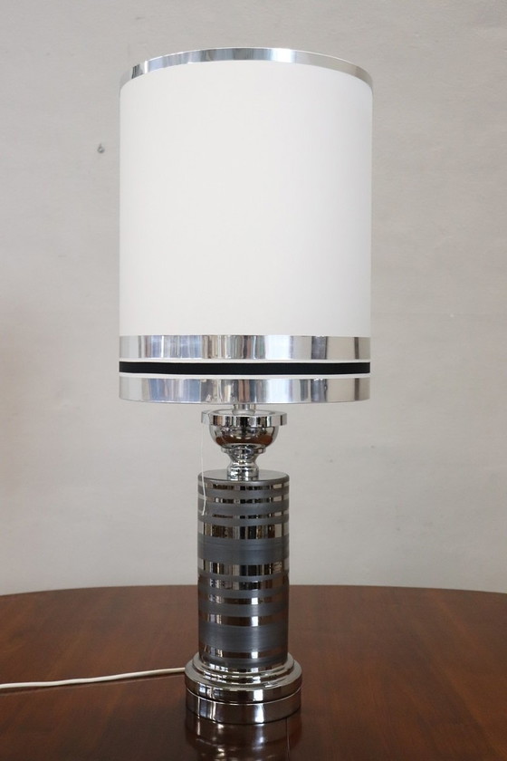 Image 1 of Lampe de table en céramique et chrome, Italie, années 1970