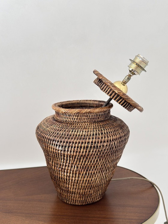 Image 1 of Luxury hand-woven rattan / wicker / bamboo vintage table lamp