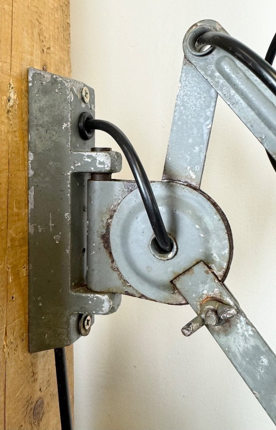 Image 1 of Grey Industrial Gooseneck Scissor Wall Lamp from Elektroinstala, 1960s