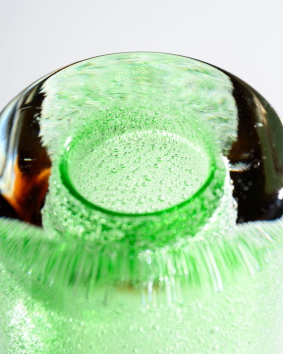 Image 1 of Jan Beranek rode kernvaas 1959 & Vizner-stijl Tsjechisch glazen duo vintage sculptuur