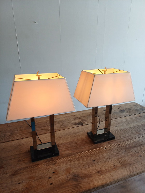 Image 1 of Lámparas de mesa cromadas modernas de mediados de siglo.