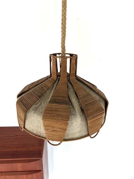 Image 1 of Vintage hanglamp in wol & riet ‘60