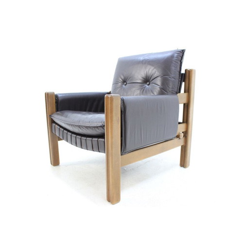 Poltrona scandinava vintage in pelle