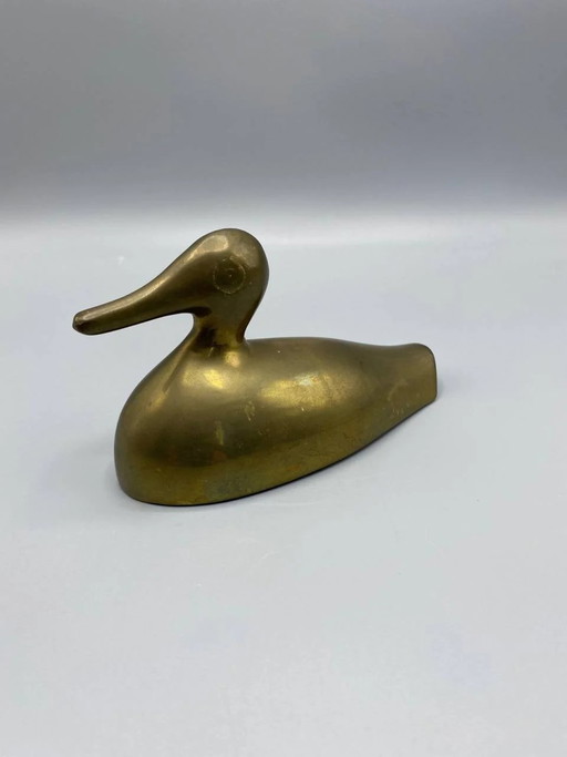 Canard sculpté en laiton massif de style Art déco – beeldhouwkunst, Brass, Art Deco (photo 2 of 6)