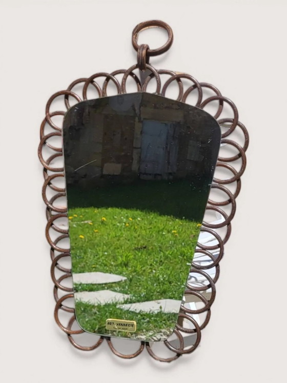 Vintage rotan spiegel – Wicker, Rattan (photo 4 of 4)