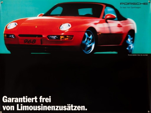 Porsche 968 So baut man Sportwagen – Década de 1990 – Póster original vintage de Porsche – Arte automotriz – 76x102 cm