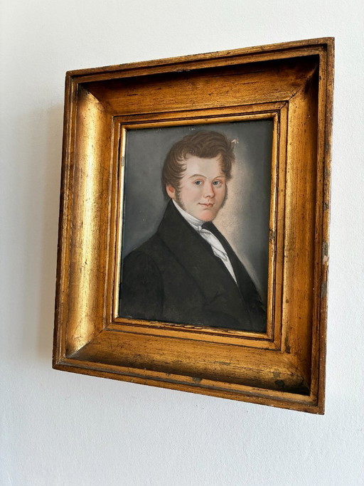 Ancien Portrait au Pastel d'un Gentilhomme, c. 1830