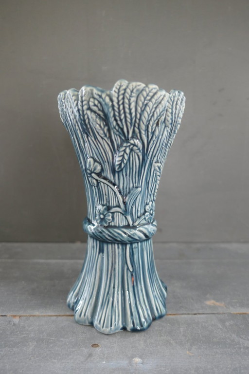 Art Nouveau Barbotine vase 832 decorated with ears of corn