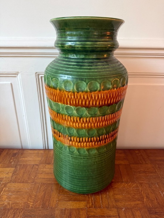 Image 1 of XL vase from West Germany in green glazed ceramic