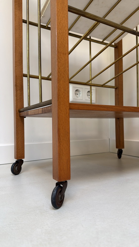Image 1 of Carrello vintage in legno e ottone